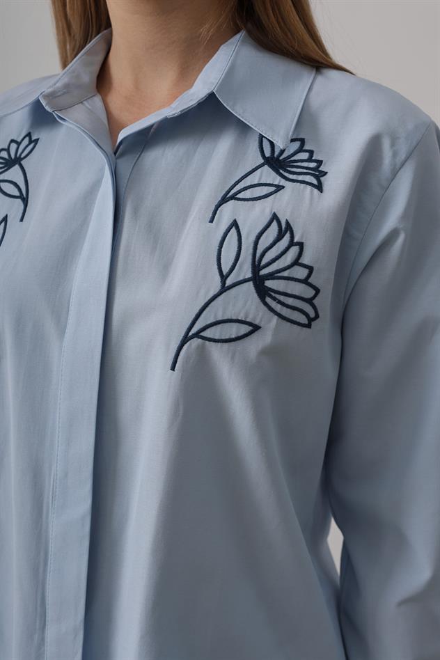 Nakış Detaylı Etekli Takım - Bebe Mavisi