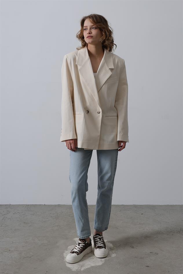 Oversize Blazer Ceket - Natür