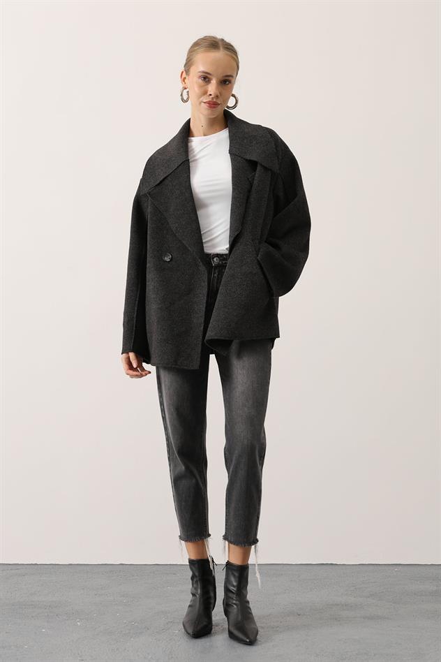 OVERSİZE KAŞE CEKET - Antrasit