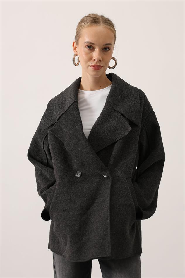 OVERSİZE KAŞE CEKET - Antrasit