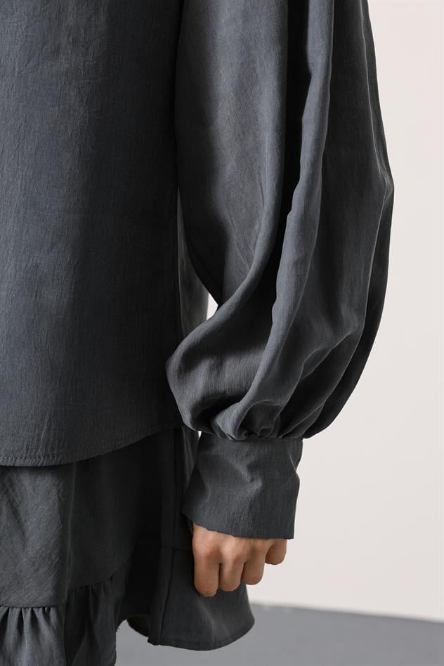 OVERSİZE KOL DETAYLI GÖMLEK - Gri