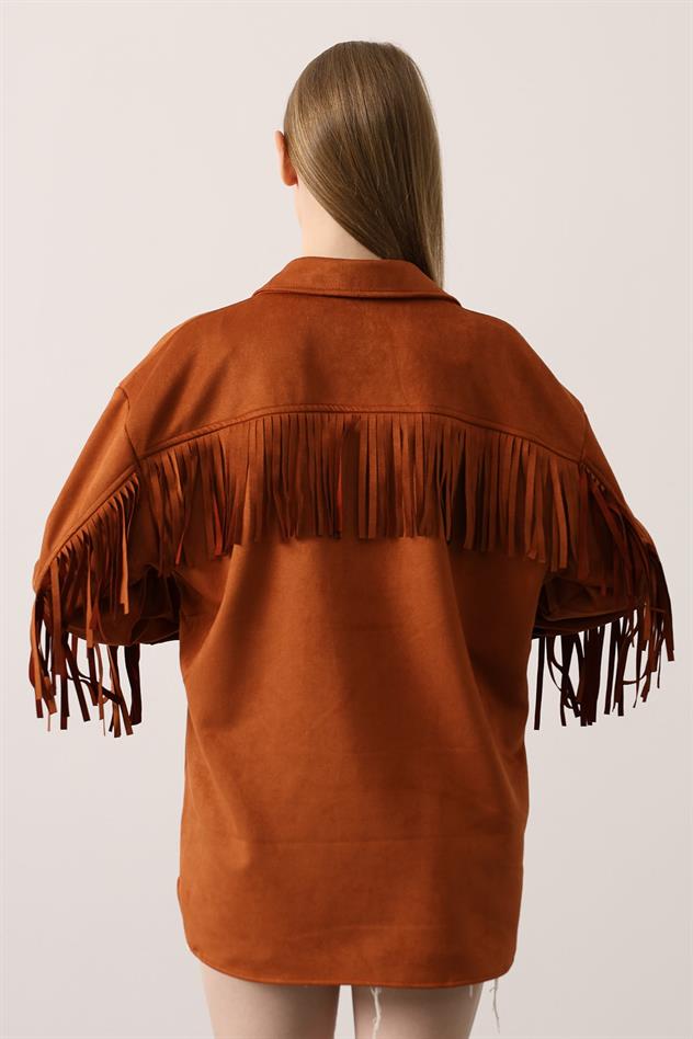 PÜSKÜL DETAYLI GÖMLEK - Taba