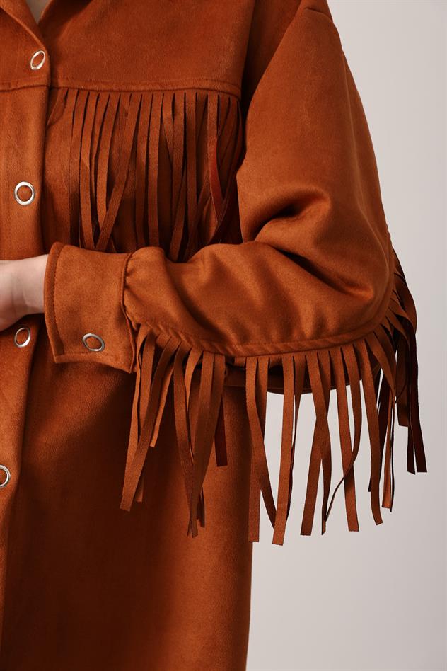 PÜSKÜL DETAYLI GÖMLEK - Taba