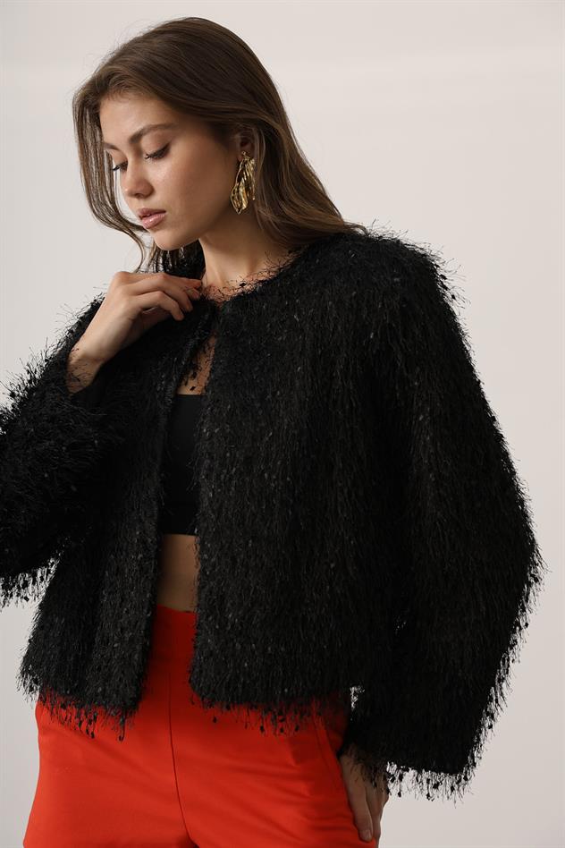 SACAKLI CEKET - Siyah