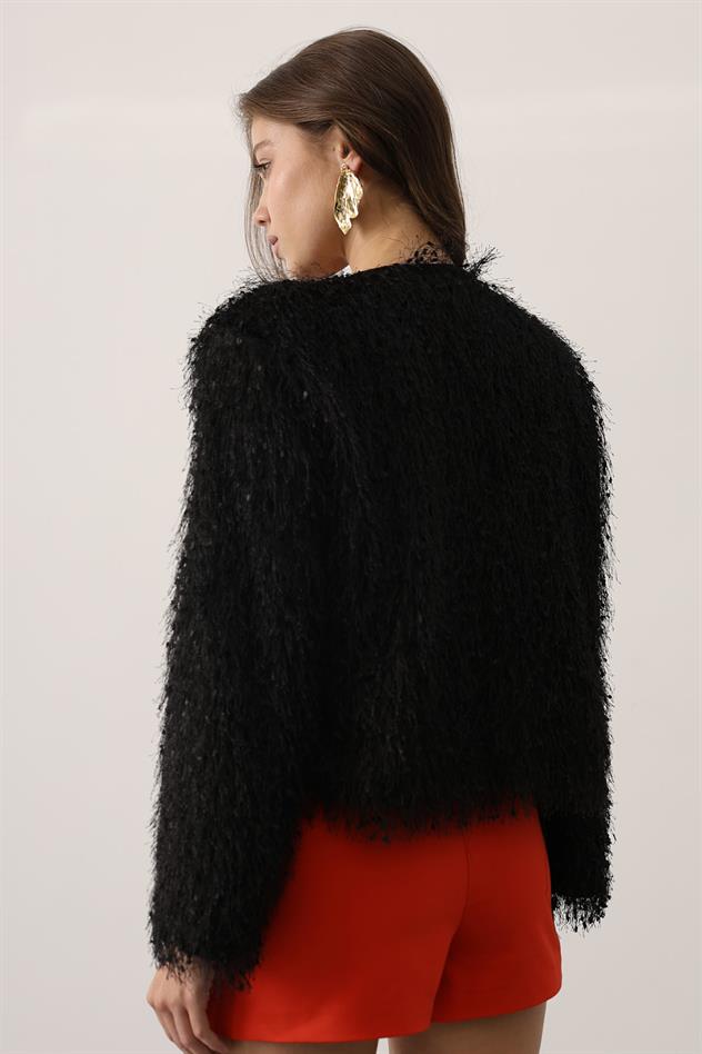 SACAKLI CEKET - Siyah