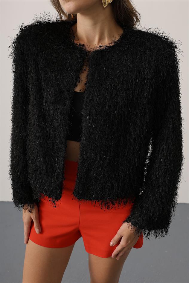 SACAKLI CEKET - Siyah