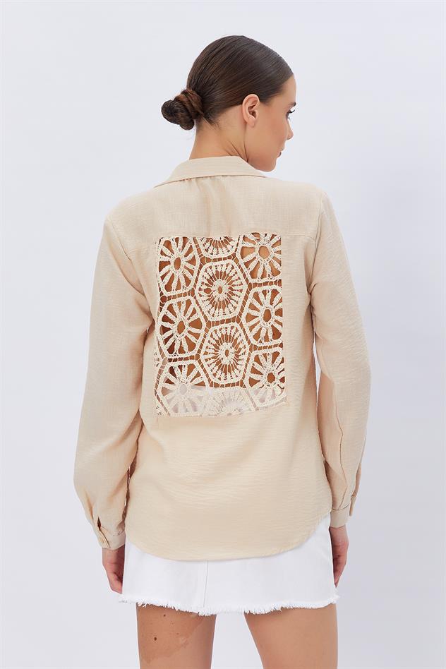 Linen Shirt with Lace Back Stone