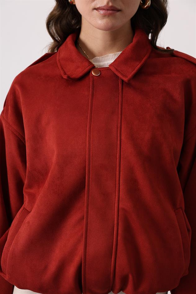 SÜET BOMBER CEKET - Bordo