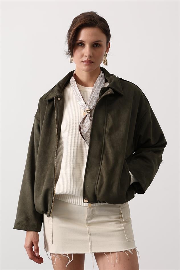 SÜET BOMBER CEKET - Haki