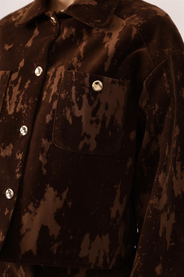 SÜET DOKULU ETEKLİ TAKIM - Kahve