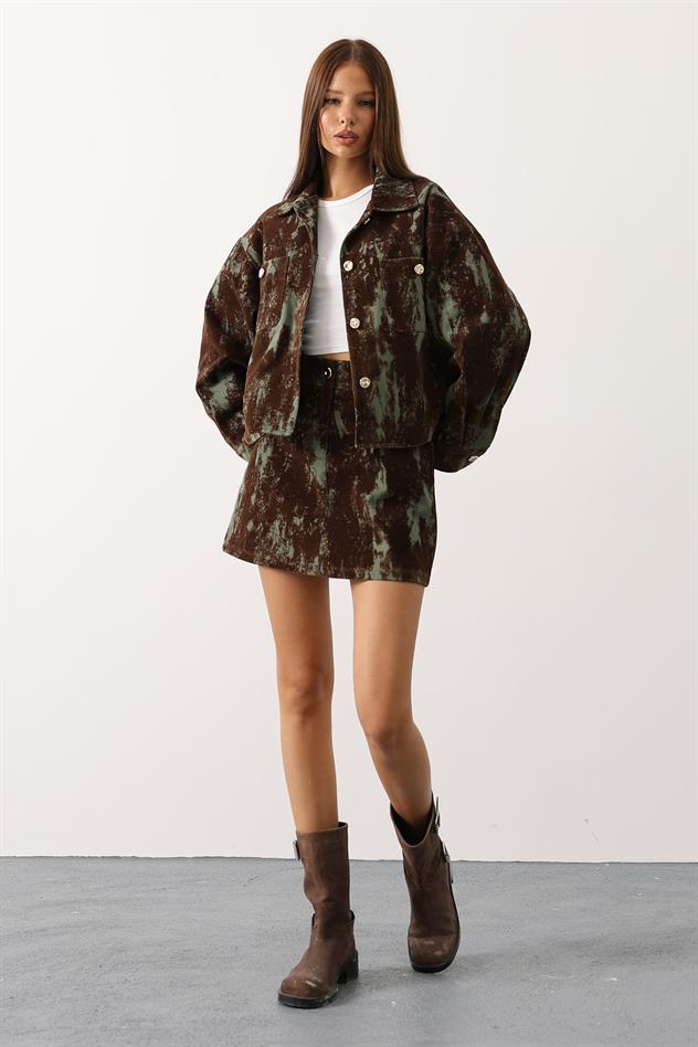 SÜET DOKULU ETEKLİ TAKIM - Yeşil