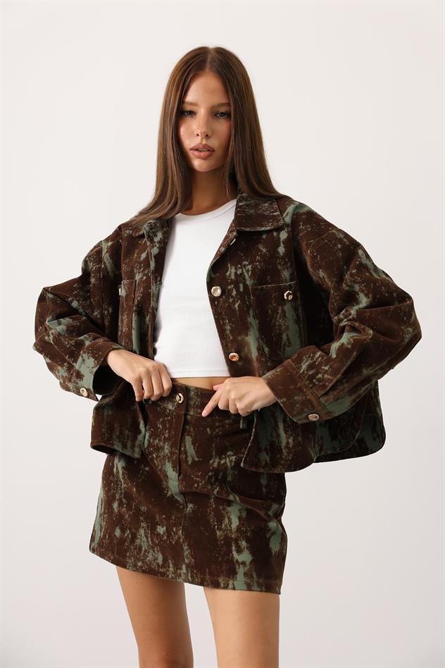 SÜET DOKULU ETEKLİ TAKIM - Yeşil