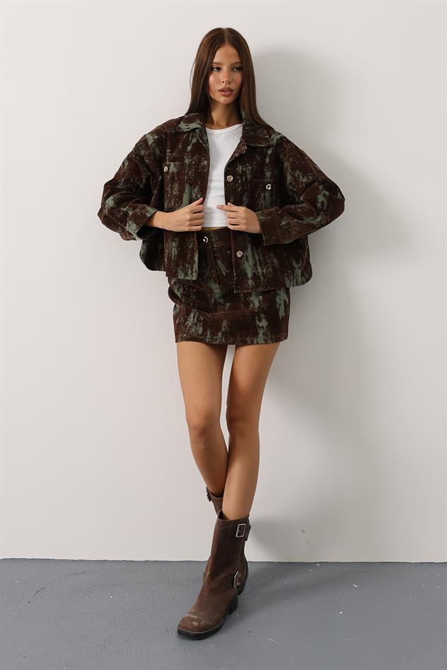 SÜET DOKULU ETEKLİ TAKIM - Yeşil