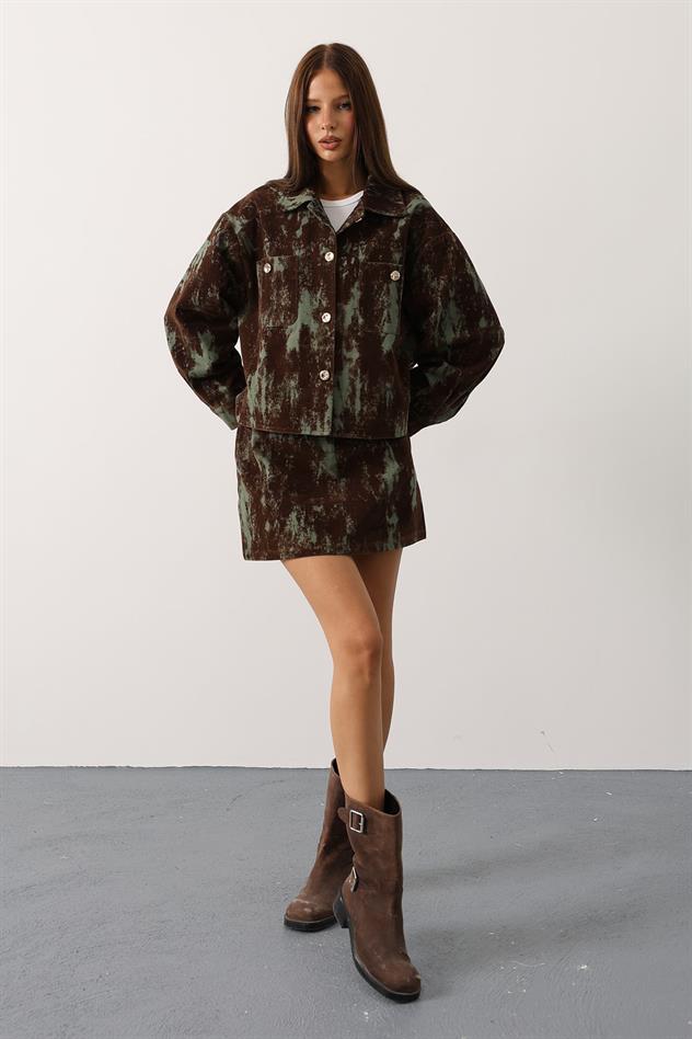 SÜET DOKULU ETEKLİ TAKIM - Yeşil