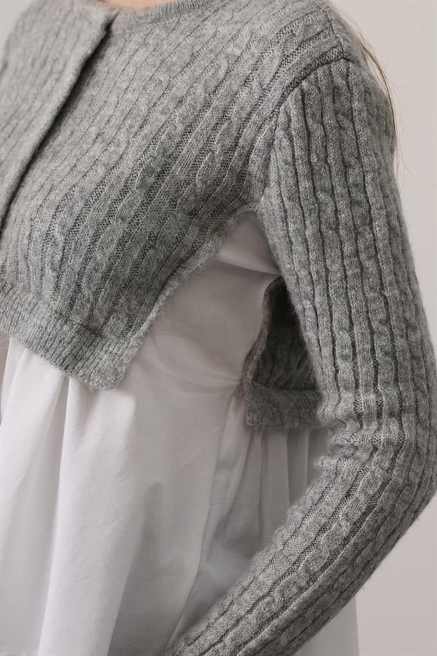 triko uzun kol gömlek - Gri