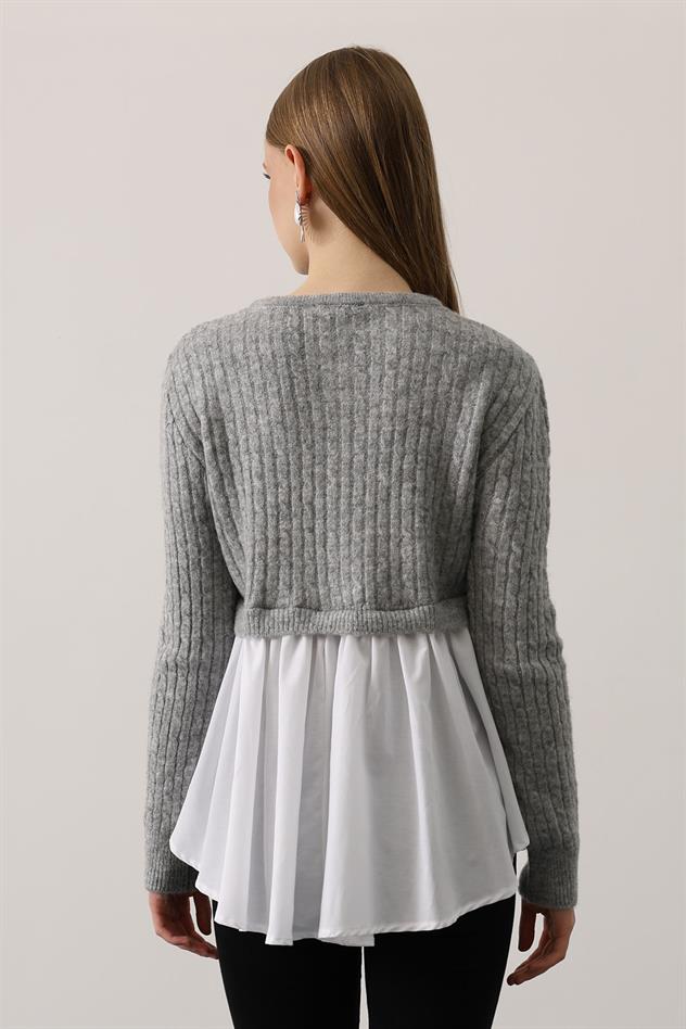 triko uzun kol gömlek - Gri