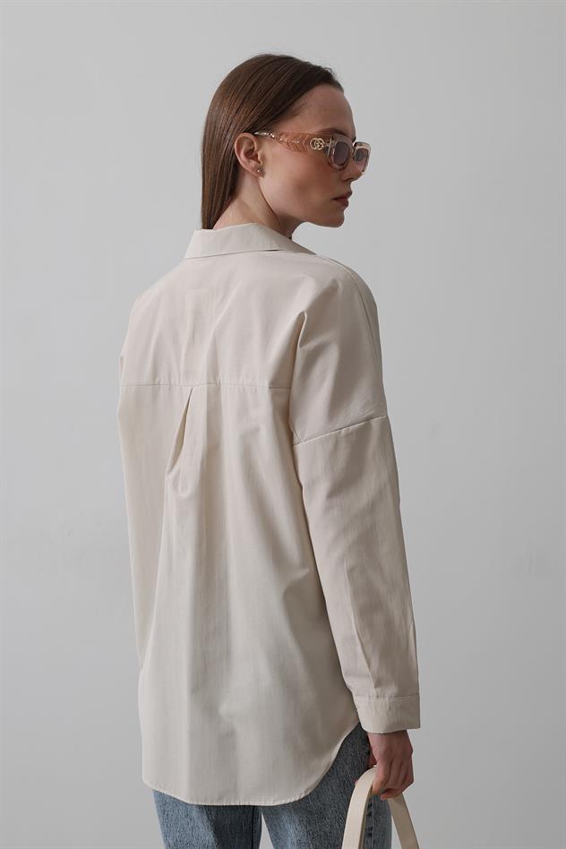 Uzun Kol Gömlek - Bej
