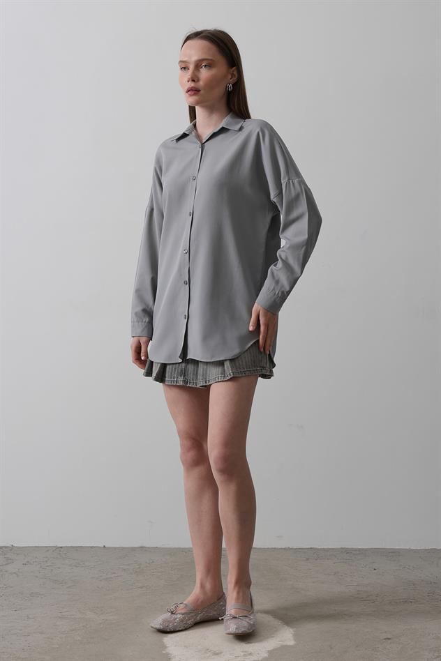 Uzun Kol Gömlek - Gri