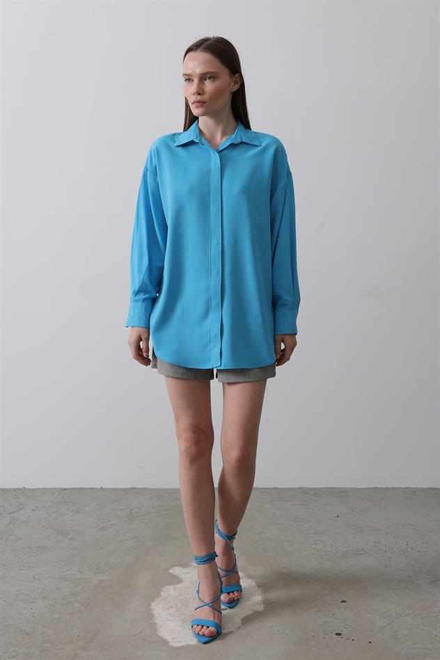Uzun Kol Gömlek - Turkuaz