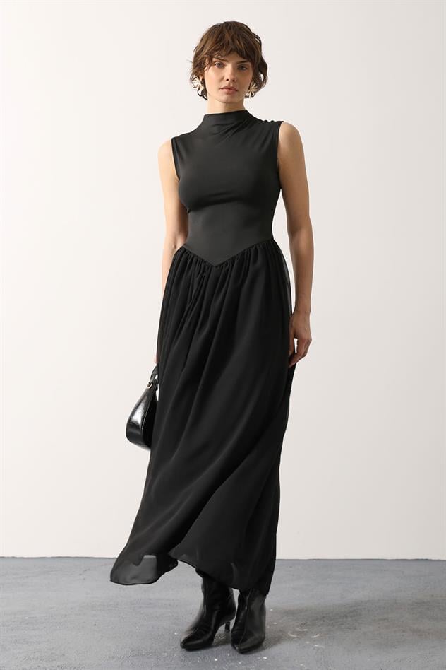 UZUN TÜLLÜ ELBİSE - Siyah