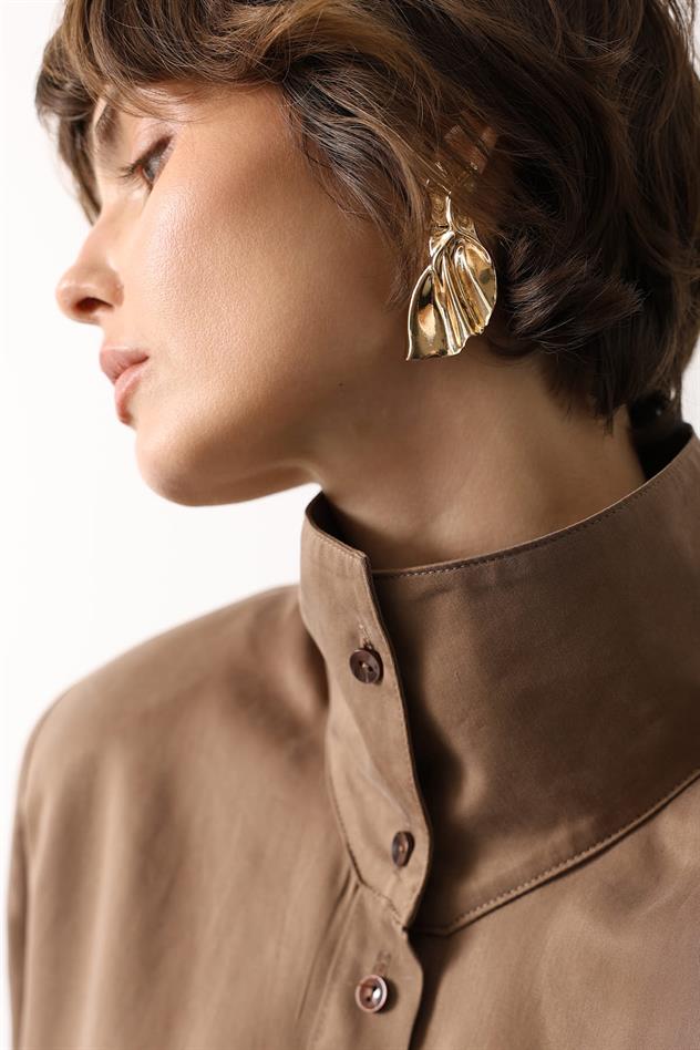 VATKALI ÖNÜ CEPLİ GÖMLEK PANTOLON TAKIM - Kahve