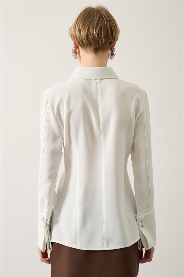 VÜCUDA OTURAN GÖMLEK - Ekru