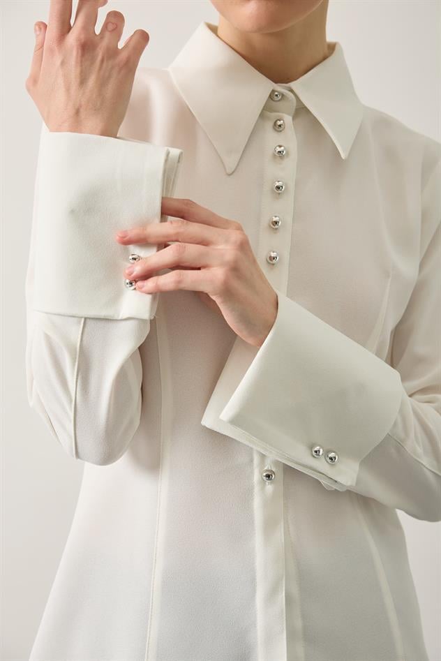 VÜCUDA OTURAN GÖMLEK - Ekru