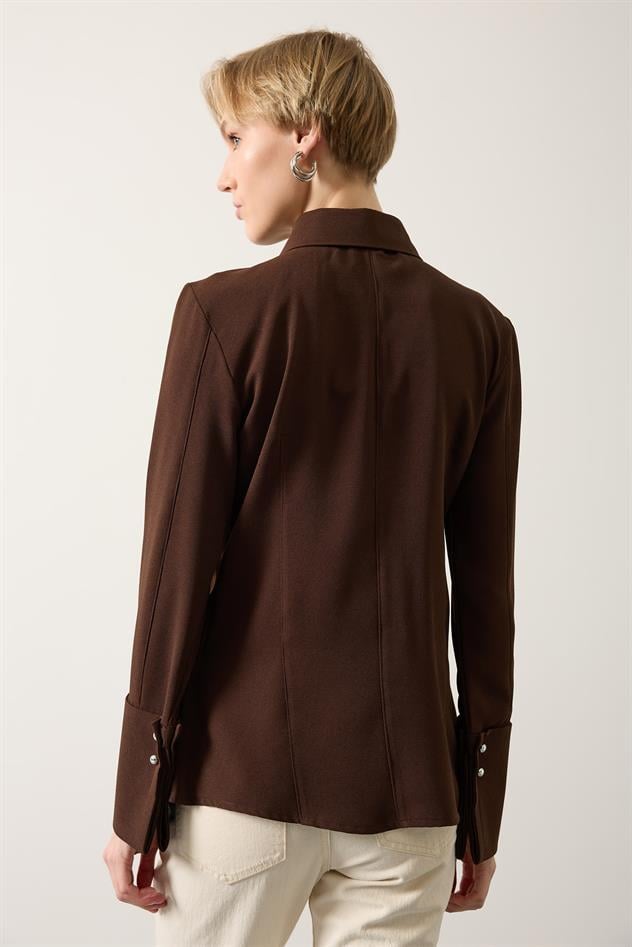 VÜCUDA OTURAN GÖMLEK - Kahve