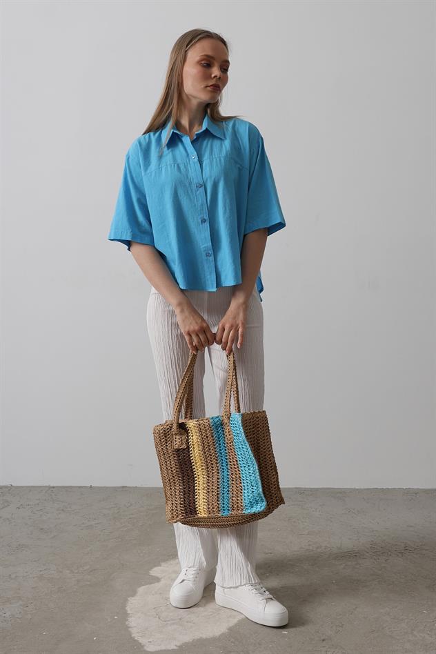 Yarım Kol Gömlek - Turkuaz