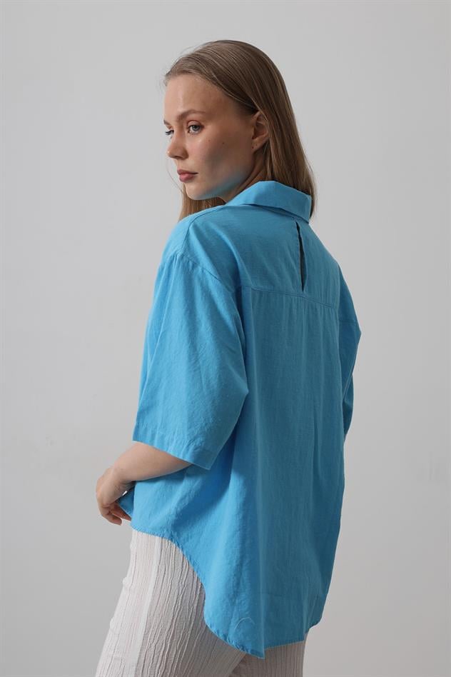Yarım Kol Gömlek - Turkuaz