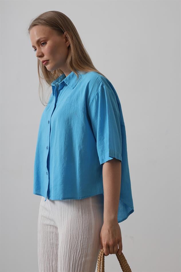 Yarım Kol Gömlek - Turkuaz
