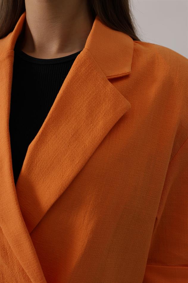 Yarım Kol Oversize Yırtmaçlı Ceket - Oranj