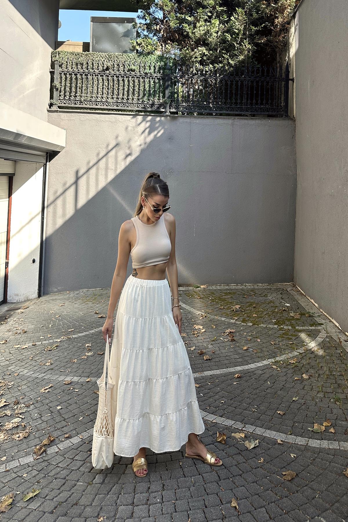 Kat Kat Keten Etek - Ekru