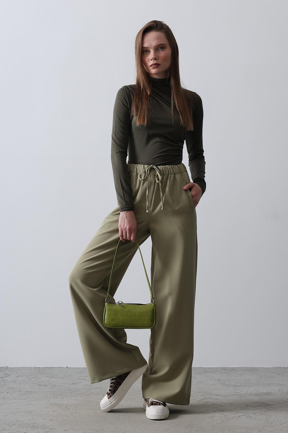 Kuşgözü Detaylı Pantolon - Haki