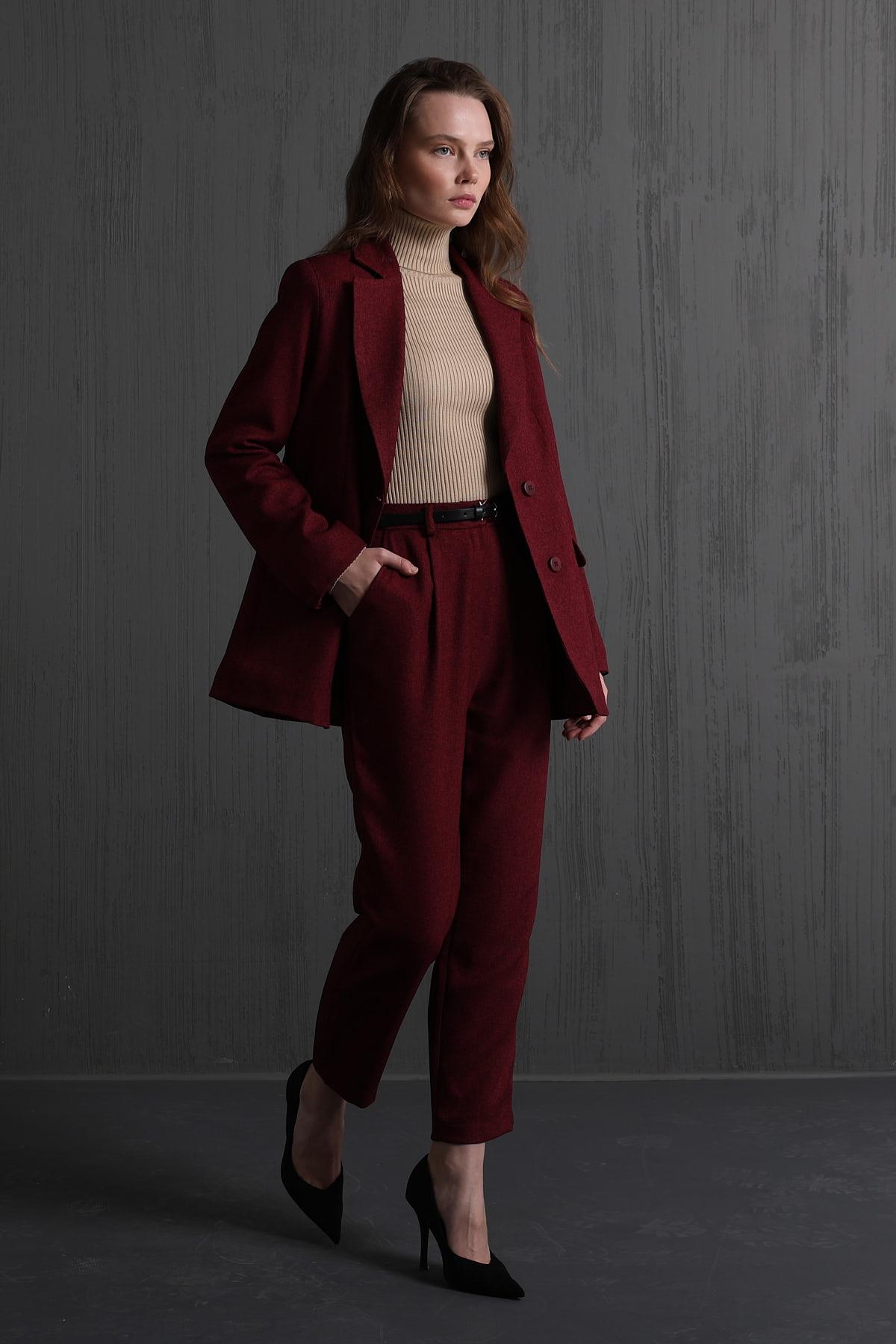 Pensli Klasik Pantolon - Bordo