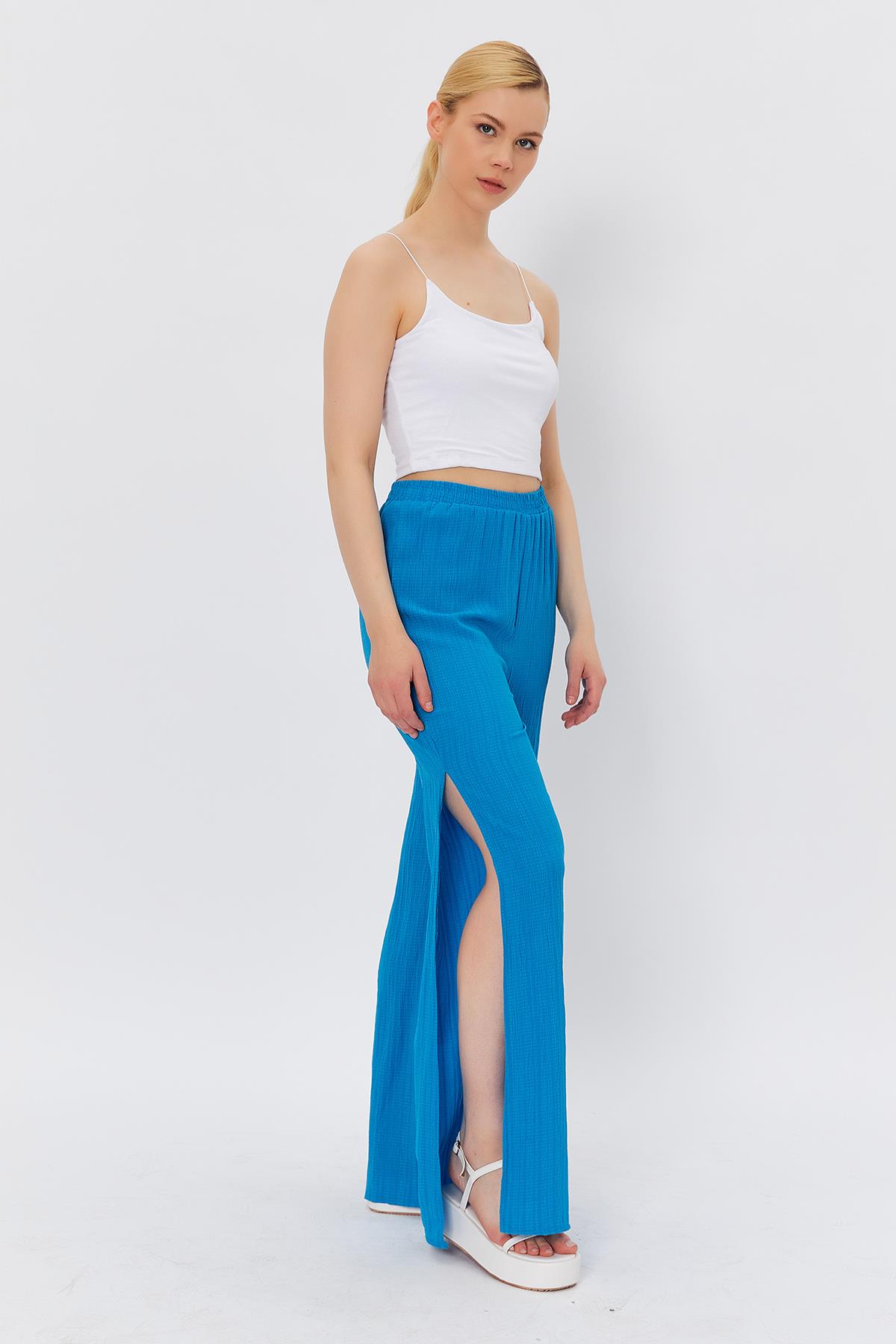 YANDAN YIRTMAÇLI PANTOLON - SAKS