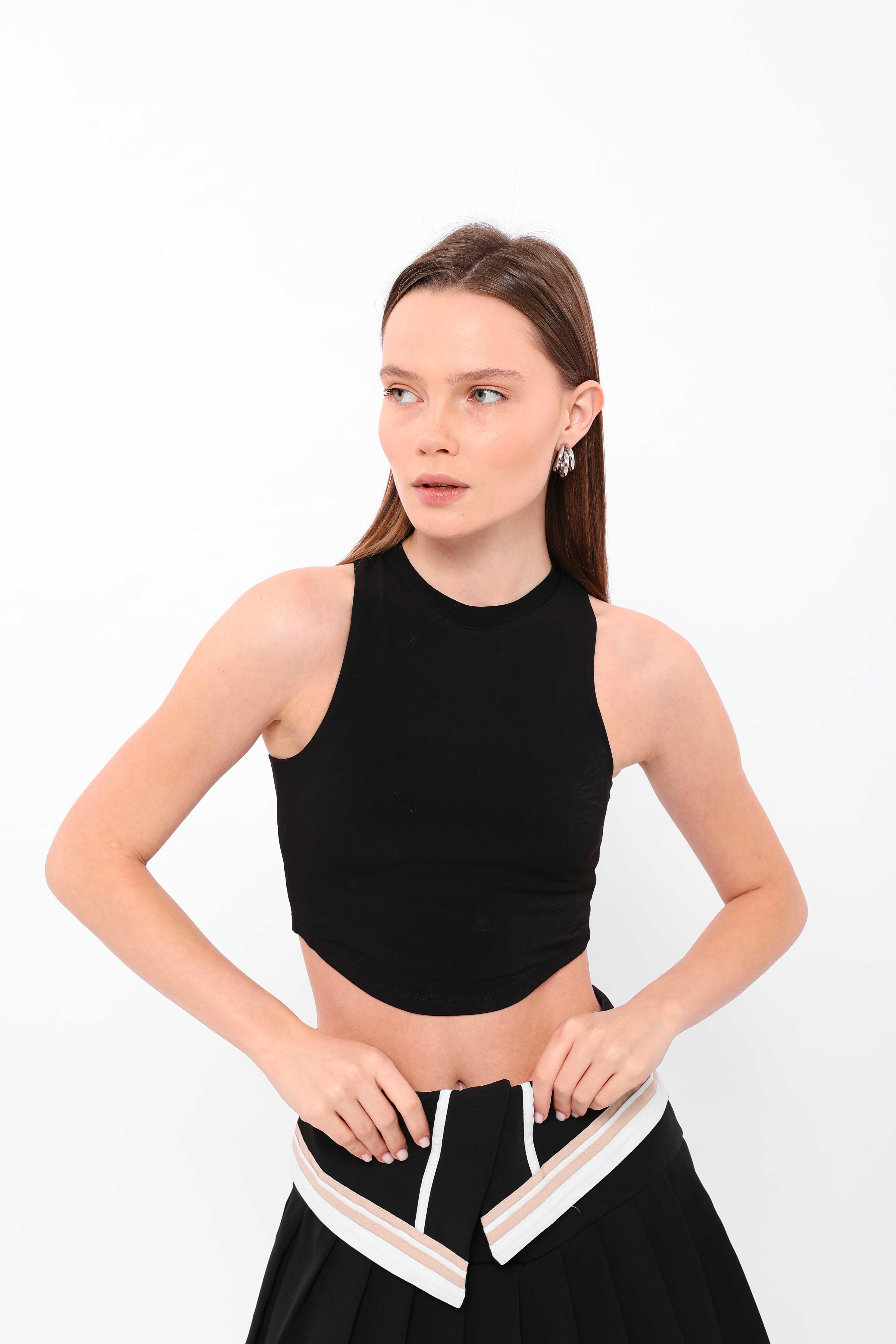 Sıfır Kol Bluz Siyah