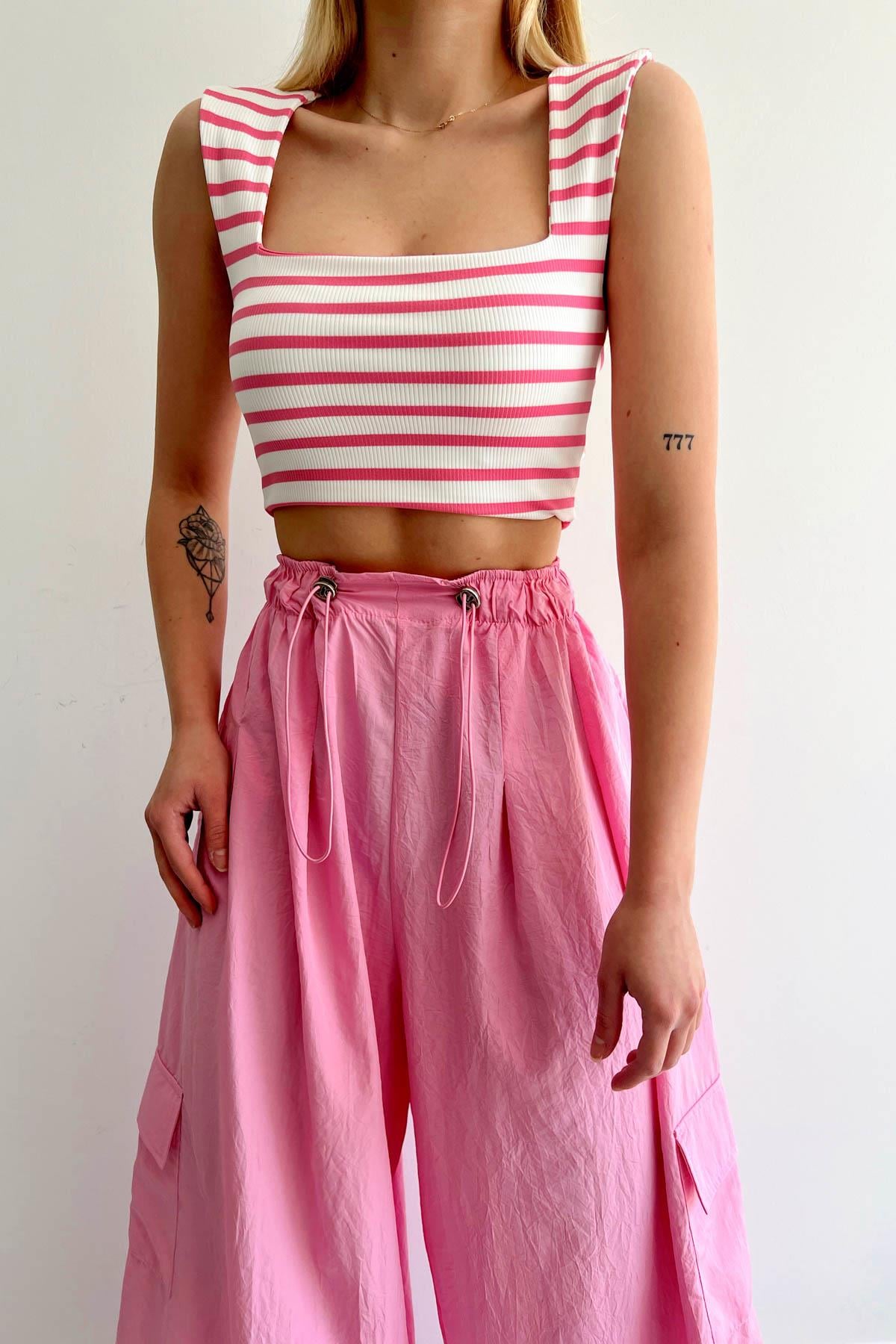 Sıfırkol Ringerli Bluz Pembe