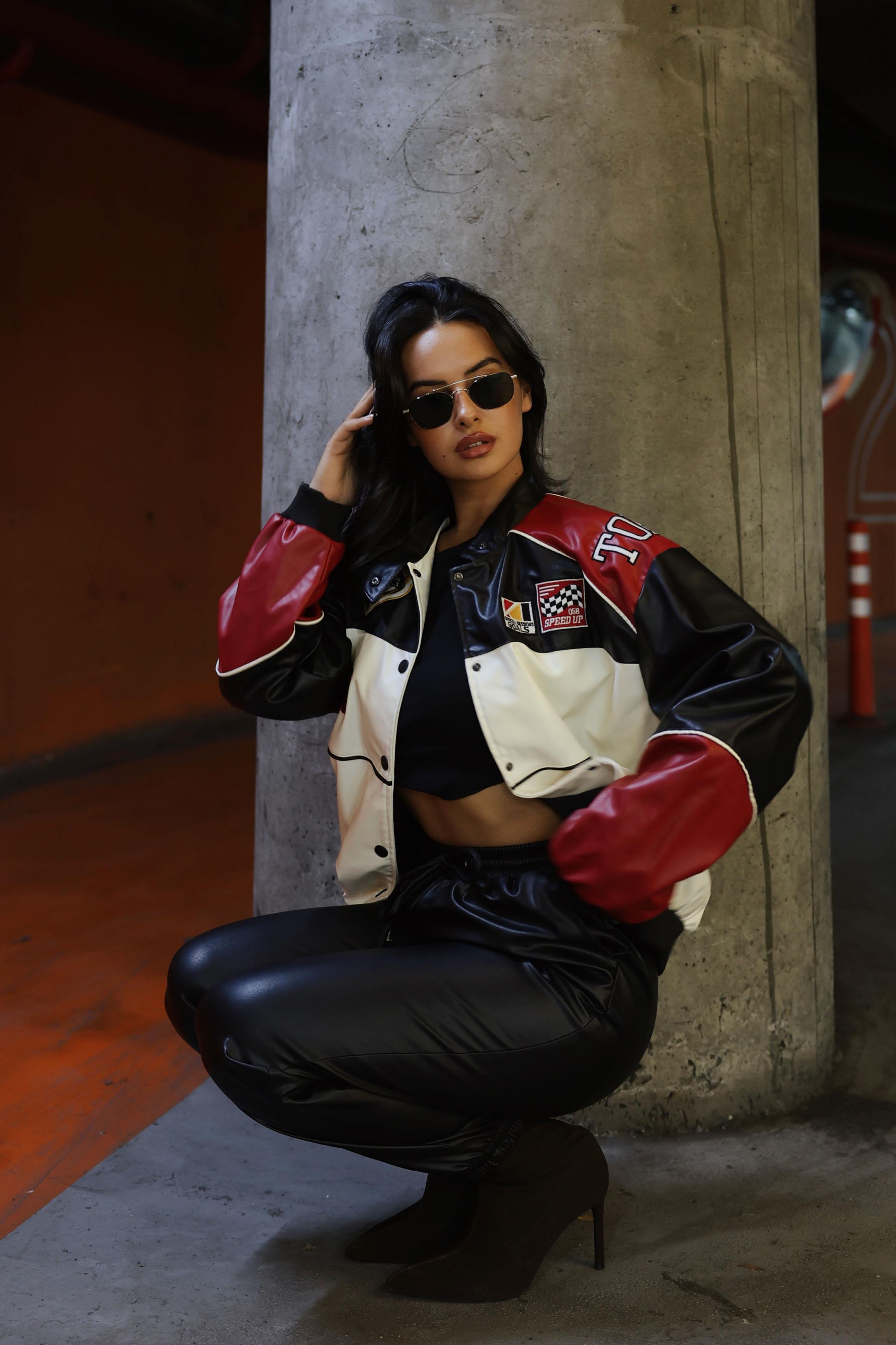 Unisex Oversize Biker Jacket Red