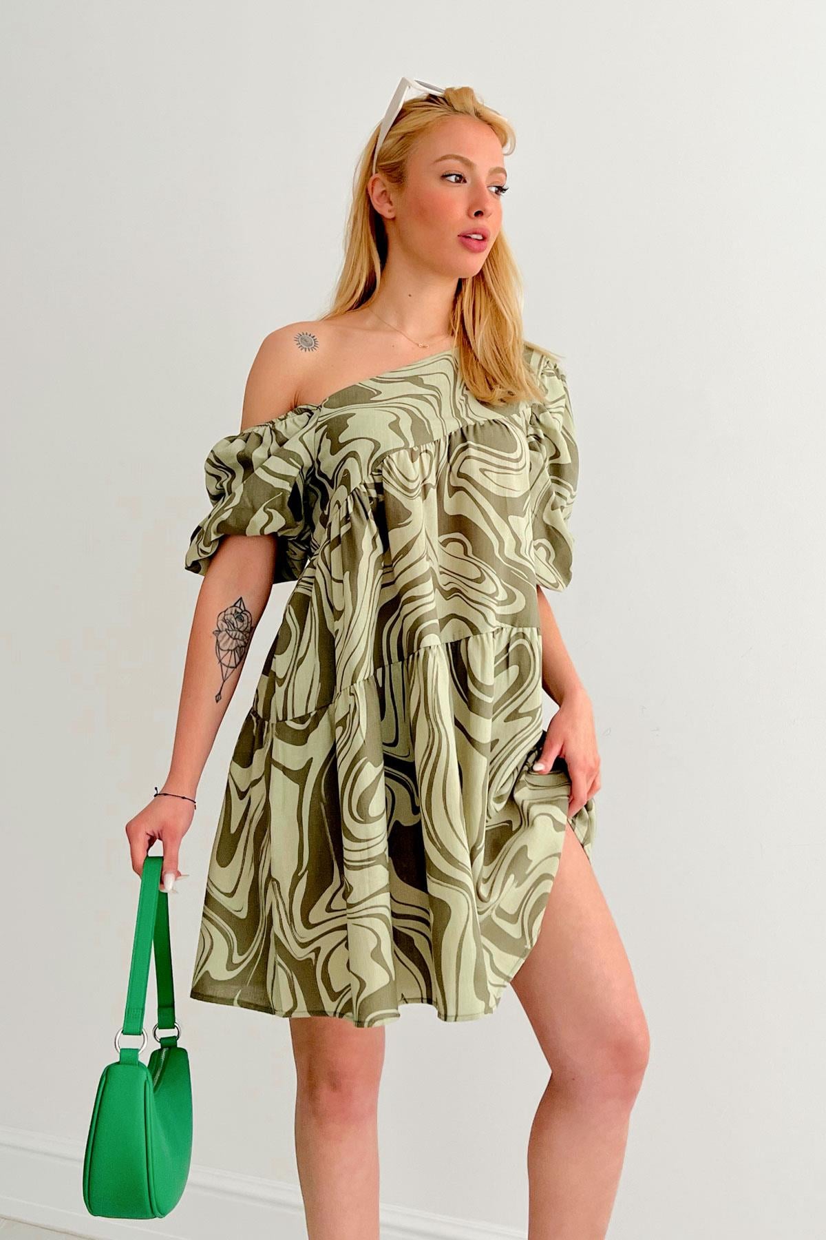 Baskılı Elbise Mint