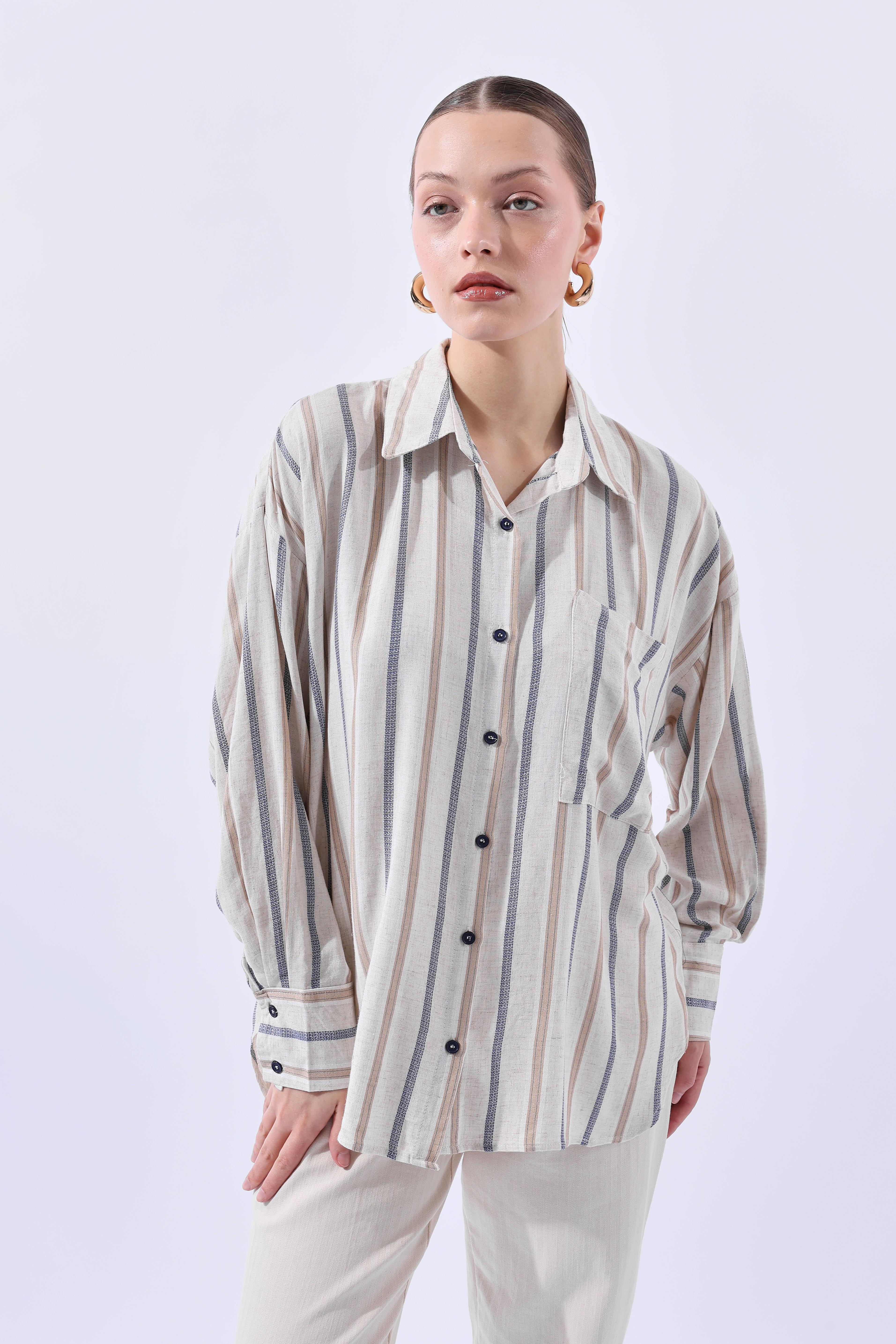 GÖMLEK - BEJ-LACİVERT