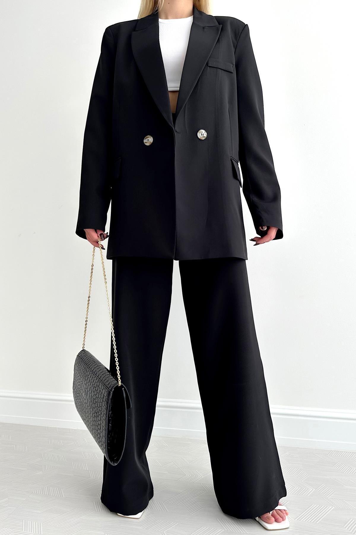 Basic Palazzo Pantolon Siyah