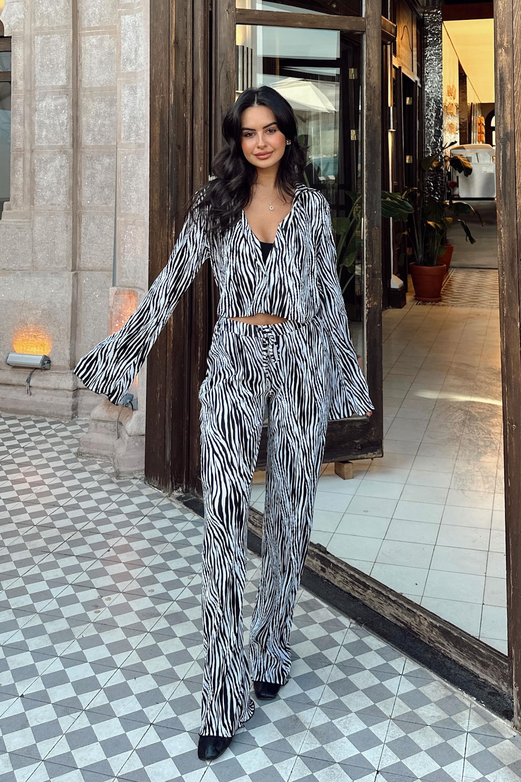 Zebra Desenli Pantolon Siyah-Beyaz