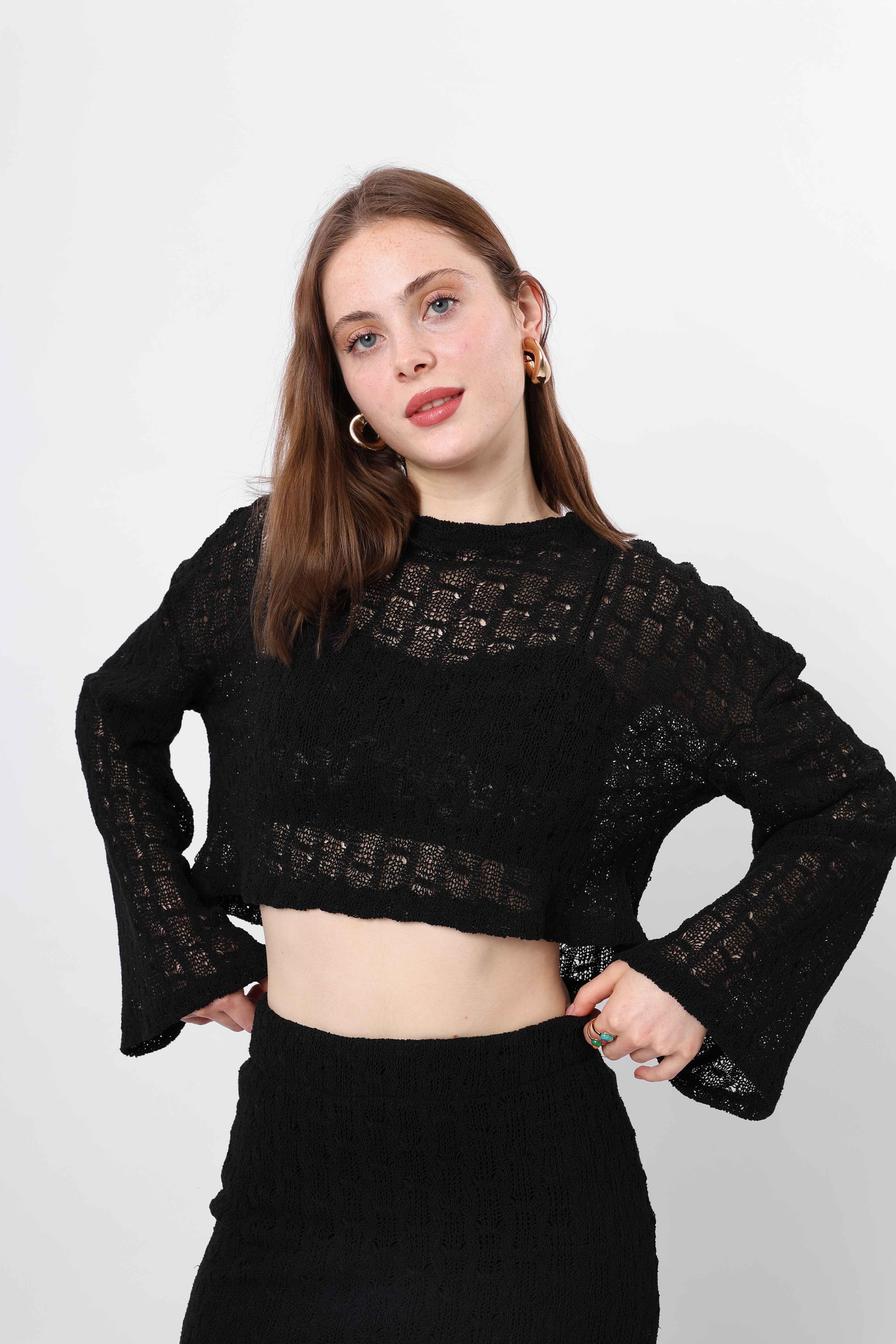 Toptan Merserize Bluz Siyah