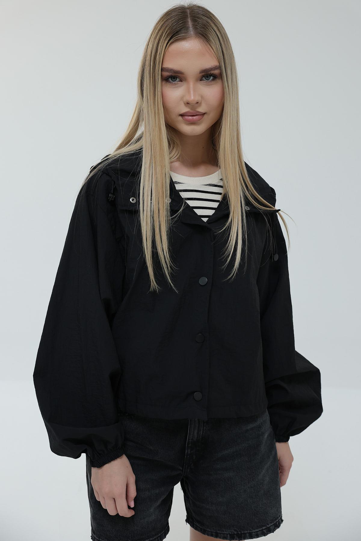 Kapişonlu Ceket - Siyah