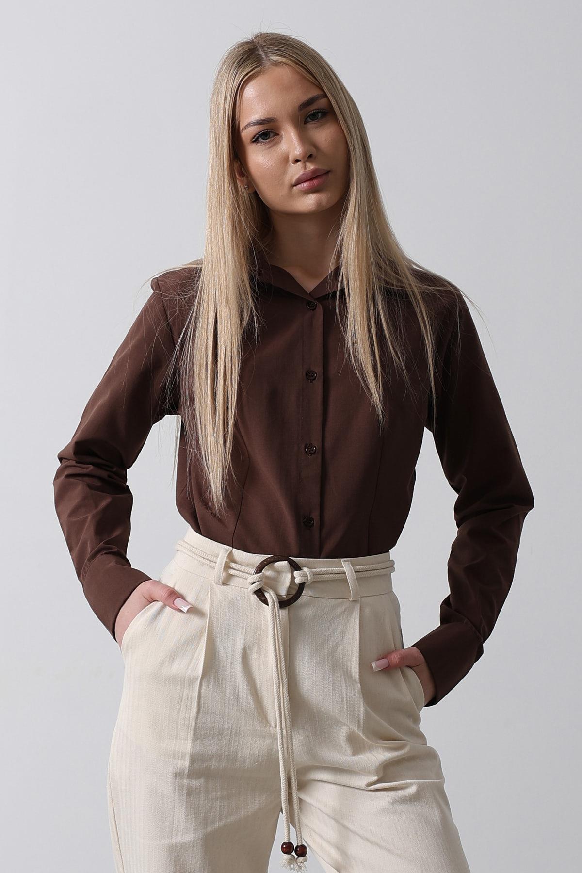 Basic Gömlek - Koyu Kahve