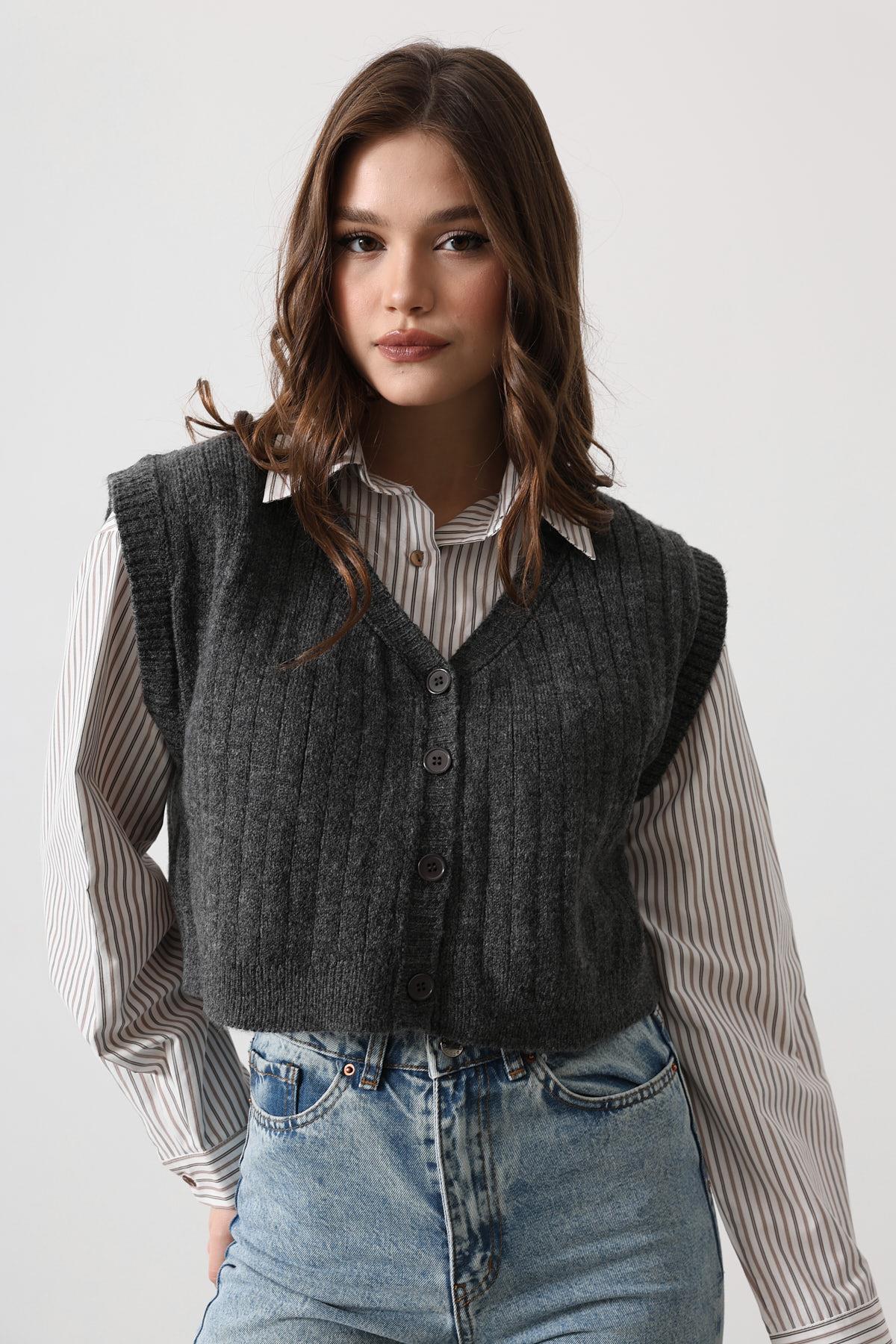 Trikolu Çizgili Gömlek - Pembe