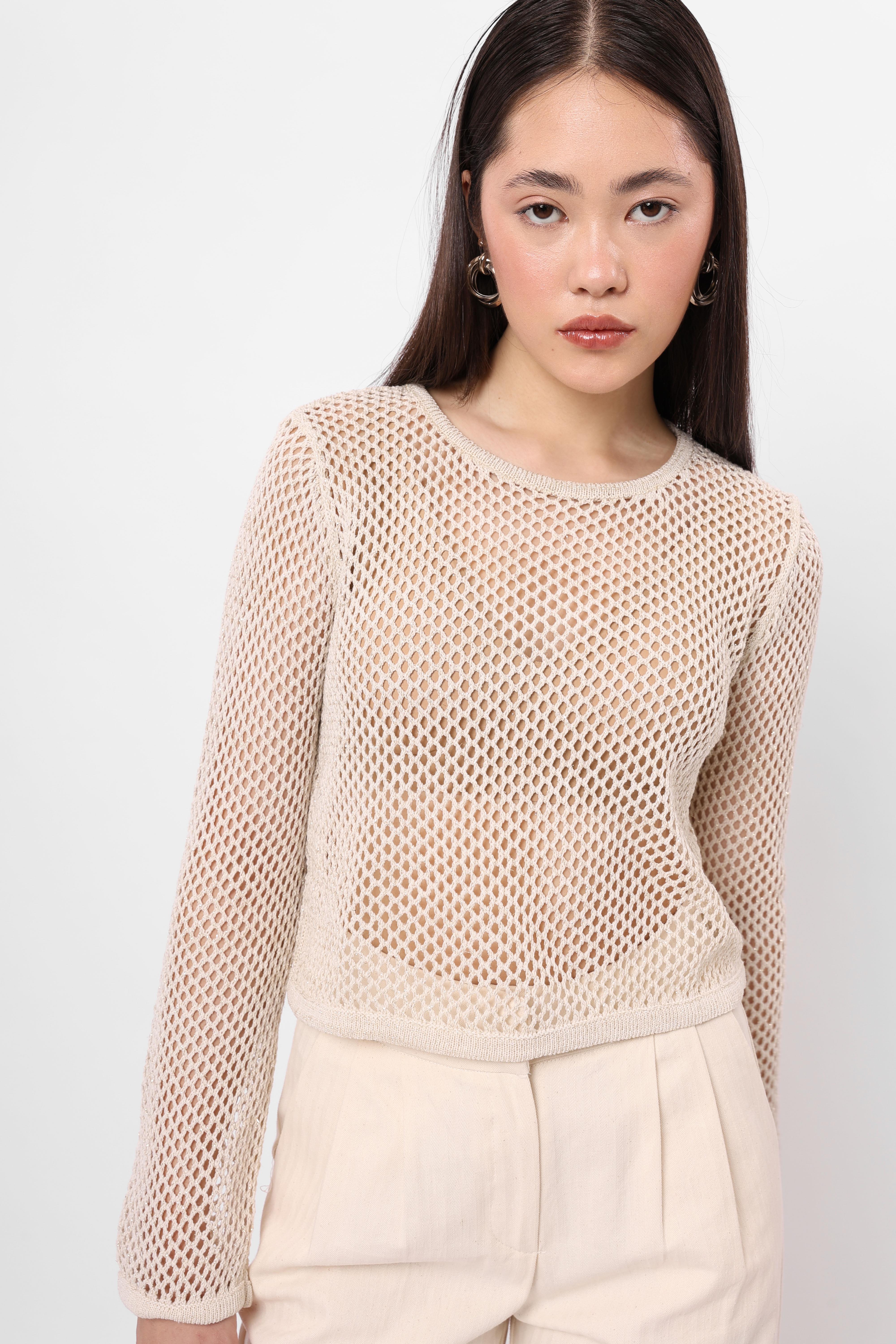 Wholesale Crop Hole Blouse Ecru