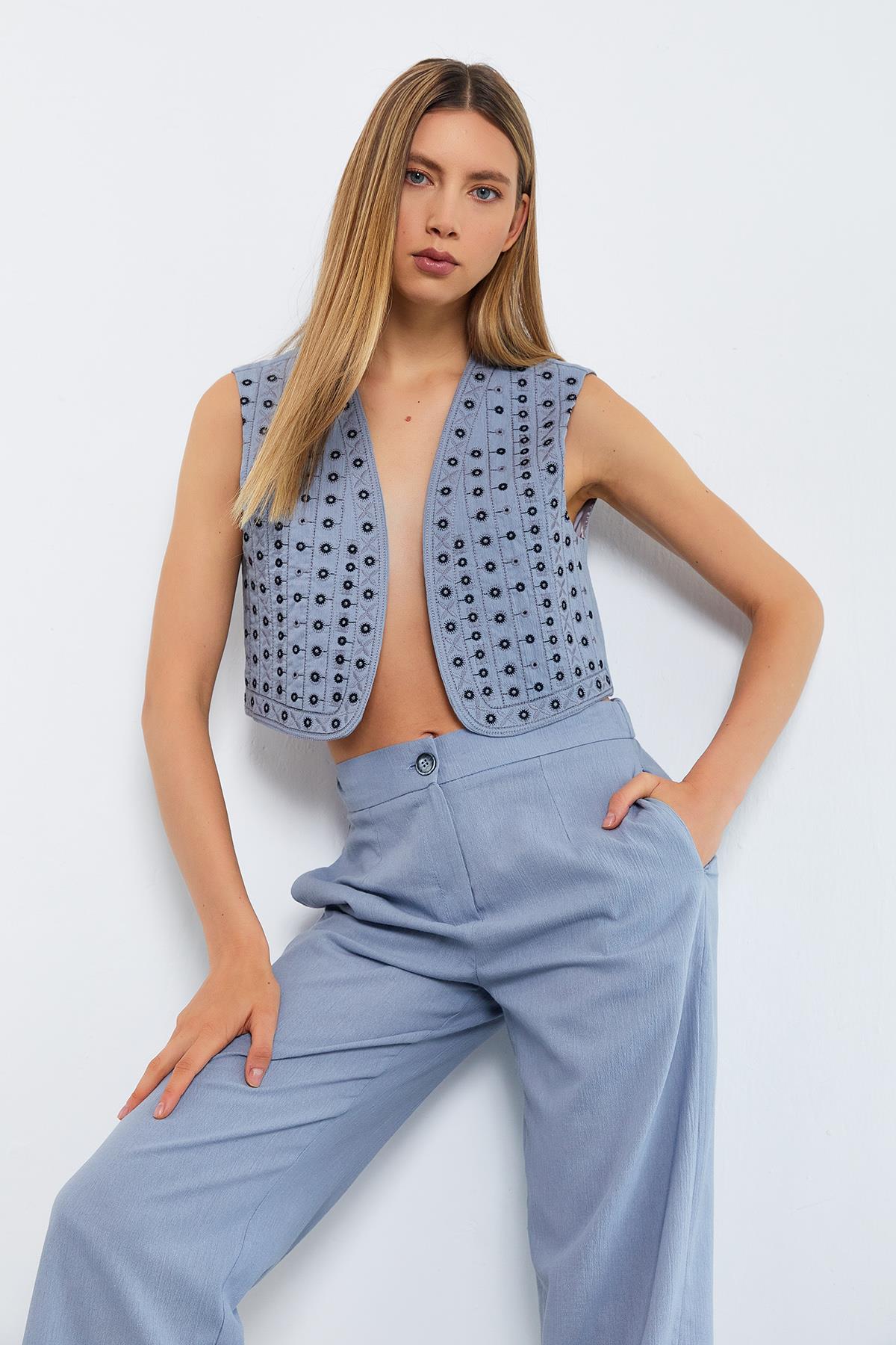 Crop Yelek - GRİ