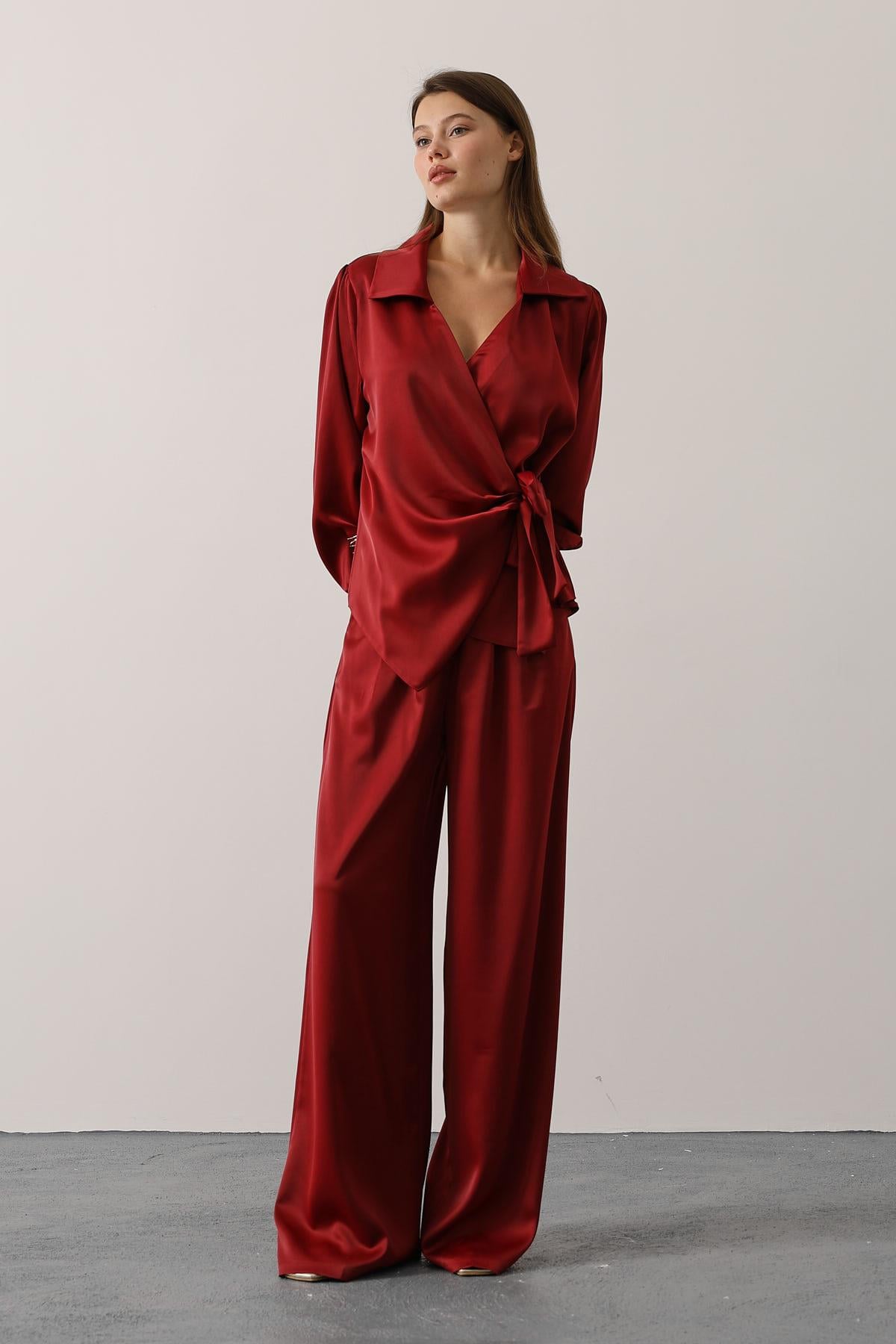 BLUZ PANTOLON TAKIM - Bordo
